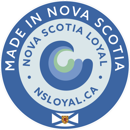 Circular logo with 'Made in Nova Scotia Loyal' text and a blue and green design.